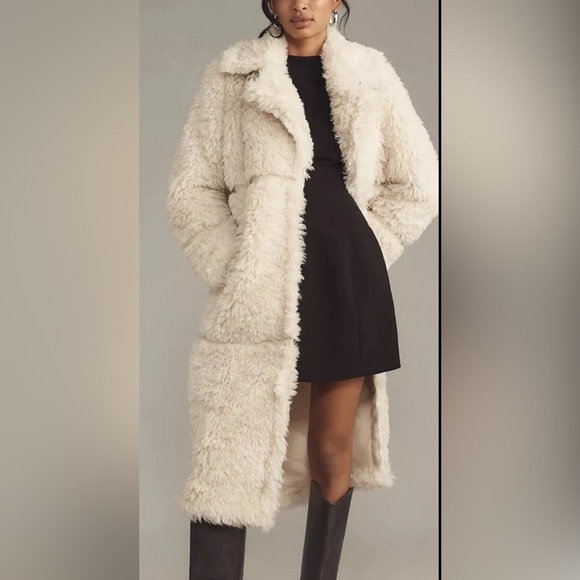 Badgley Mischka Jackets & Blazers - Anthropologie Badgley Mischka Yara Luxe Faux Fur Trench Duster Style Teddy Coat